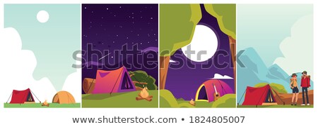 Stock fotó: Summer Activity Scenery Illustration Design Template Set