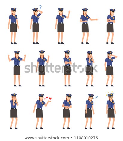 Stockfoto: Cartoon Angry Police Officer Woman