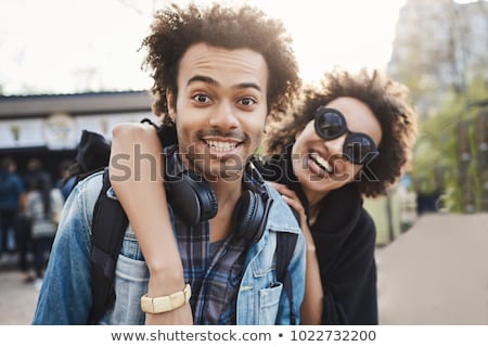 Zdjęcia stock: Happy Brother And Sister With Afro Hairstyle