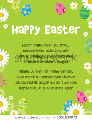 Foto stock: Easter Scene With Colored Eggs