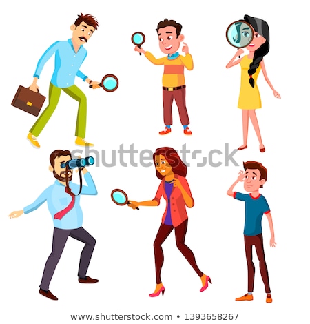 Stockfoto: Curious Characters Looking Information Set Vector