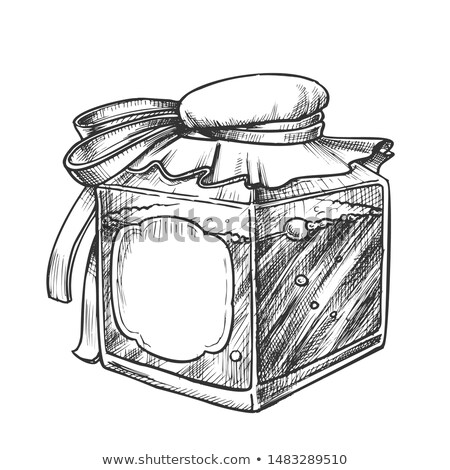 ストックフォト: Square Bottle With Blank Label Monochrome Vector