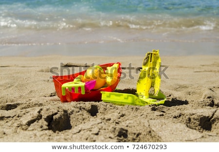 Zdjęcia stock: Close Up Of Toy Bucket And Shovel On Beach Sand