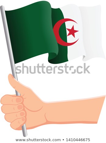 Algeria Flag And Hand On White Background Vector Illustration Foto stock © Garumna