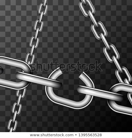 Foto stock: Weak Link In Glossy Metallic Chain On Transparent Background