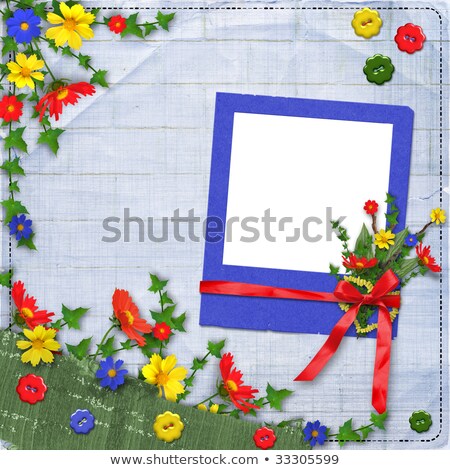 Stock fotó: Old Slide With Bouquet And Buttons On The Abstract Background