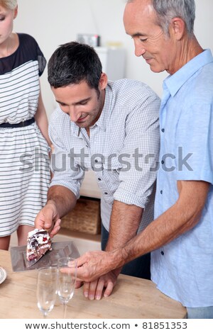 ストックフォト: Adults Sharing Black Forest Gateau