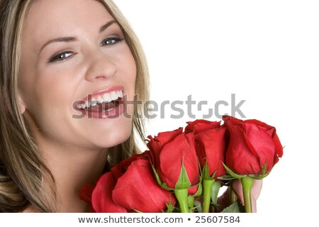 Сток-фото: Laughing Romantic Woman With Roses