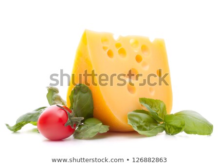 Stock fotó: Cheese And Basil Leaves Still Life