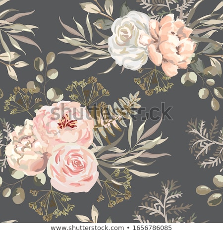 Foto stock: Drawing Beautiful Bouquets Of Roses On Pastel Background