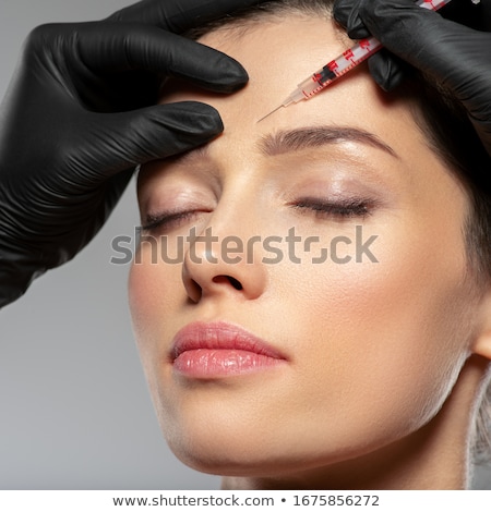 Stock foto: Unge · Frau · in · schwarzen · Handschuhen