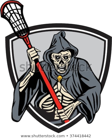 Stock fotó: Grim Reaper Lacrosse Defense Pole Retro