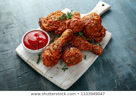 Foto stock: Fried Chicken Drumstick And Ketchup