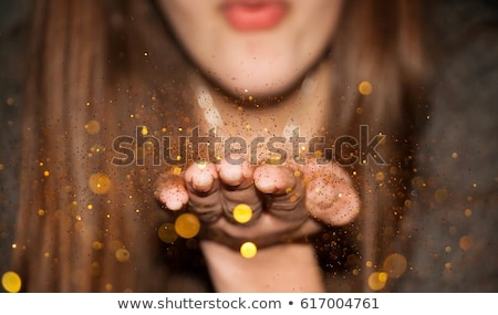 Stock photo: Beautiful Woman With Glittering Gold Hands