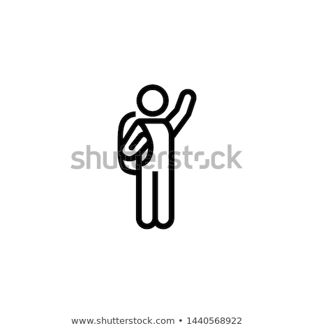 Foto stock: Hiking Backpacker Waving Hand Vector Illustration