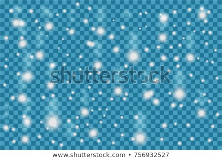 Foto stock: Snowfall On Transparent Clear Blue Background Falling Big Snowflakes