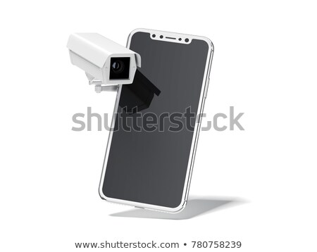 Stok fotoğraf: Modern Smartphone With White Spy Cams 3d Rendering