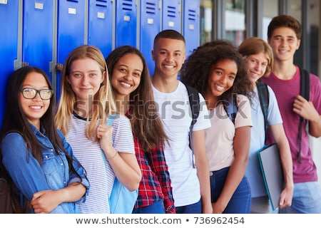 Stock photo: High School Students By Lockers In The School Corridor