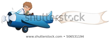 Сток-фото: Boy Flying Plane With White Banner