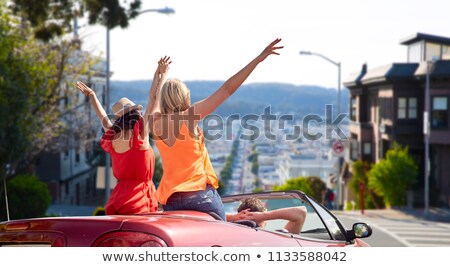 Stock fotó: Friends Driving In Car At San Francisco