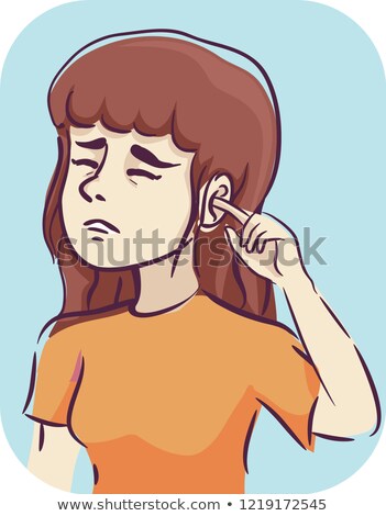 Stock fotó: Girl Symptom Itchy Ear Illustration