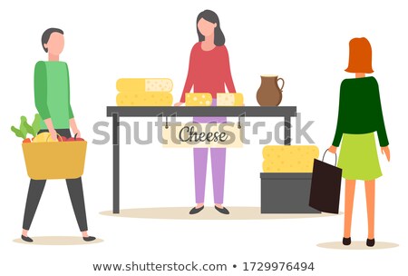 Stockfoto: Assortment Of Dairy Products Marketplace Vector