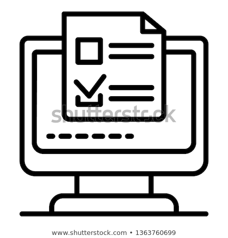 Foto stock: Computer Monitor And Approved Mark Vector Icon