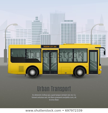 Foto stock: Yellow City Bus Coach Vector Illustration