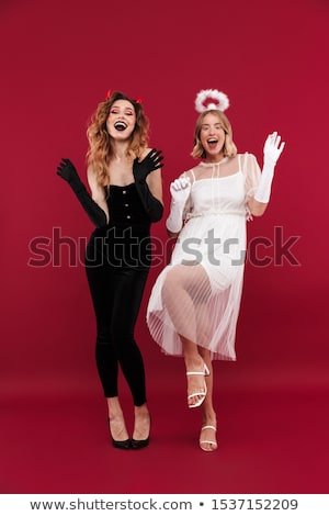 Stock photo: Beautiful Blonde In Masquerade Costume Of Angel