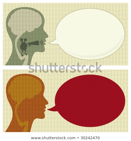 Cartoon Alien Head With Speech Bubble Stock foto © Bisams