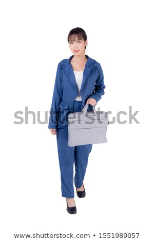 Сток-фото: Pretty Young Employee With Briefcase Isolated On White