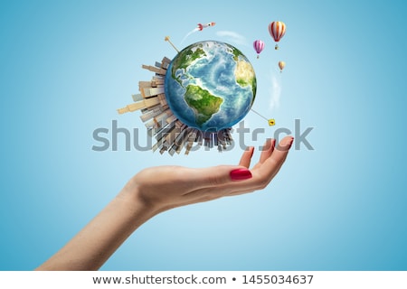 Zdjęcia stock: Omans · Ręce · Z · Małym · Globem