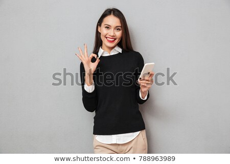 Сток-фото: Smiling Business Woman Showing Ok Sign
