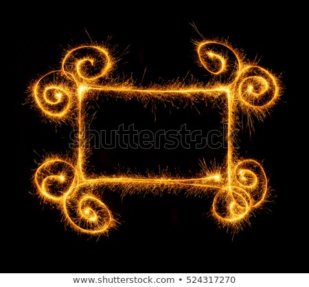 Stockfoto: Frame Made With Sparklers Ready For Your Inscriptions On Black