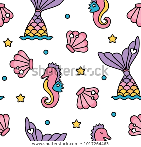 Stockfoto: Outline Cartoon Mermaid Vector Isolated Illustration For Colori