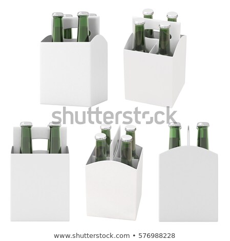 Stock fotó: White Blank Beer Packaging With Green Bottles 3d Rendering