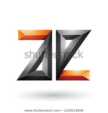 ストックフォト: Orange And Black 3d Geometrical Embossed Letters A And E Vector