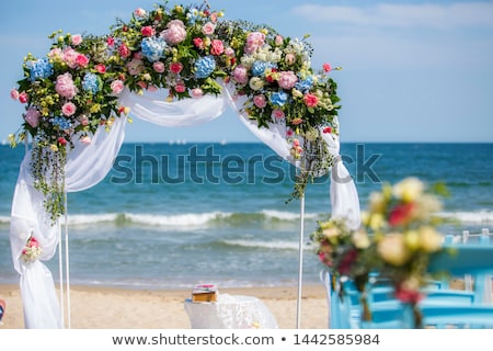 Сток-фото: White Wedding Arch Decorated With Flower Outdoors
