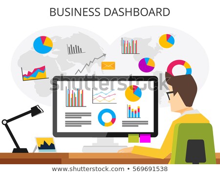 Stok fotoğraf: Computer Screen Analyst Man Vector Illustration