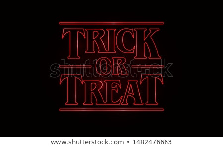 Stok fotoğraf: Trick Or Treat Halloween Neon Sign Red