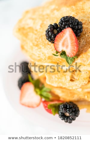 Stockfoto: Freshly Prepared Crepes With Raspberries