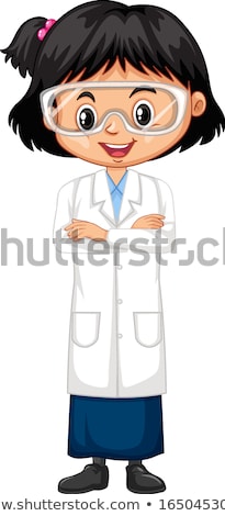 Stok fotoğraf: Girl In Science Gown Standing On White Background