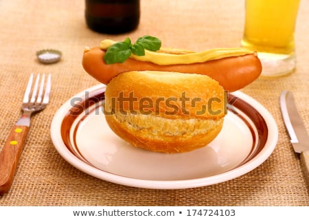 Zdjęcia stock: Hot Dog With Basil And Condiments