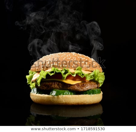 Foto stock: Tasty Double Cheeseburger Closeup