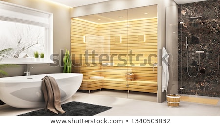 Stock fotó: Home Sauna Interior With Shower