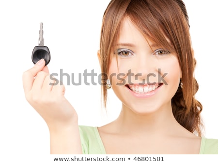Stok fotoğraf: Picture Of Happy Teenage Girl With Car Key