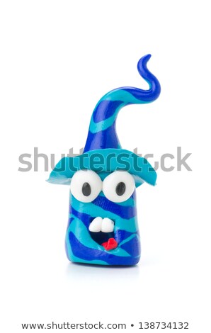 Stock photo: Handmade Modeling Clay Figure With Blue Stripes