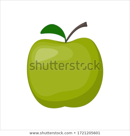 Stock fotó: Cartoon Shiny Delicious Red Vector Fresh Apple With Green Leaf