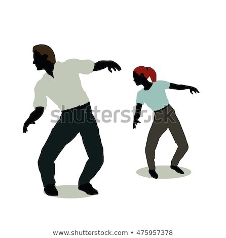 Foto stock: Man And Woman Silhouette In Still Pose Spooked