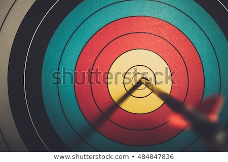 Stockfoto: Archer Aiming With Bow And Arrow At The Target